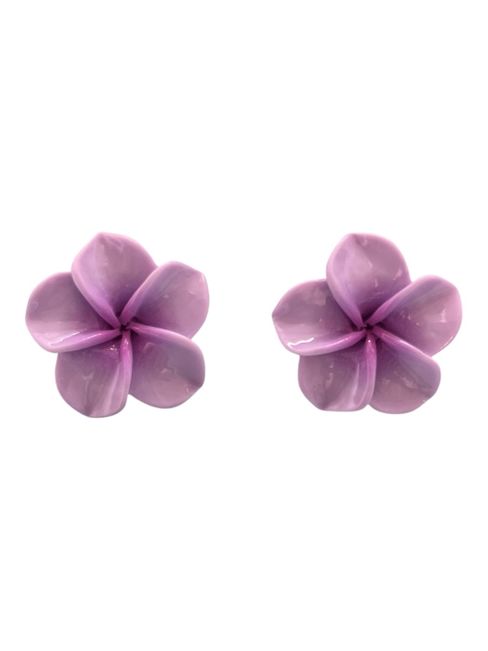 Plumeria Flower Stud Earrings - Picture 1 of 5